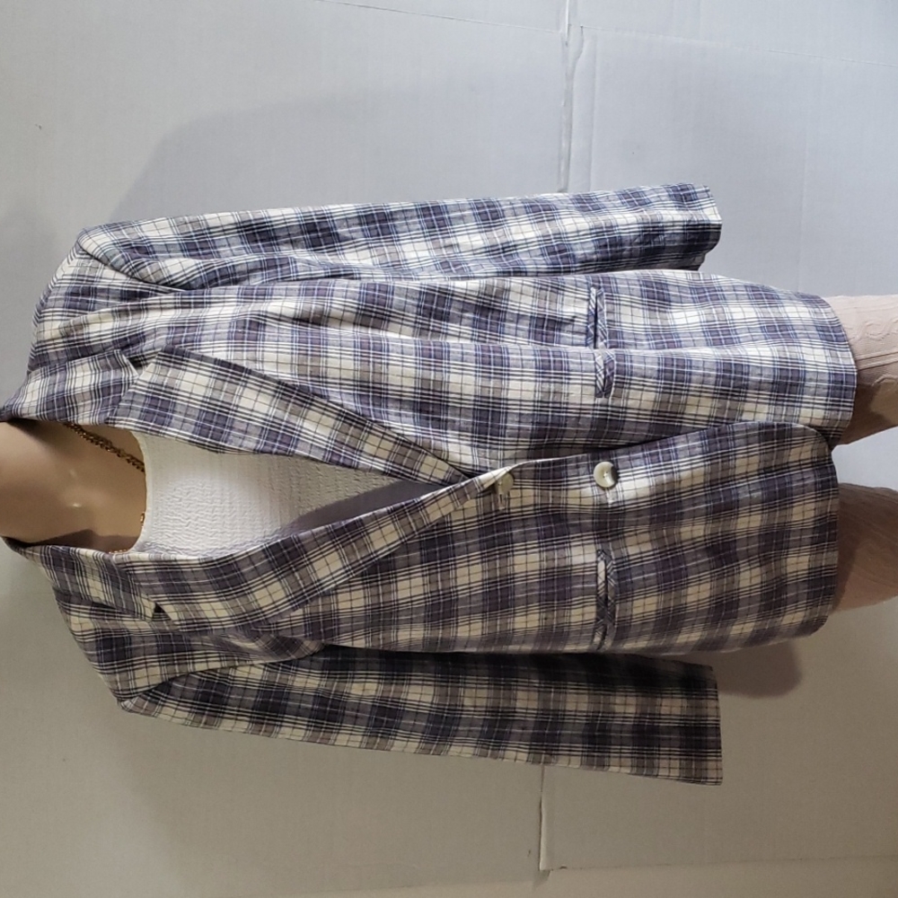 SAG HARBOR PLAID BOYFRIEND BLAZER.